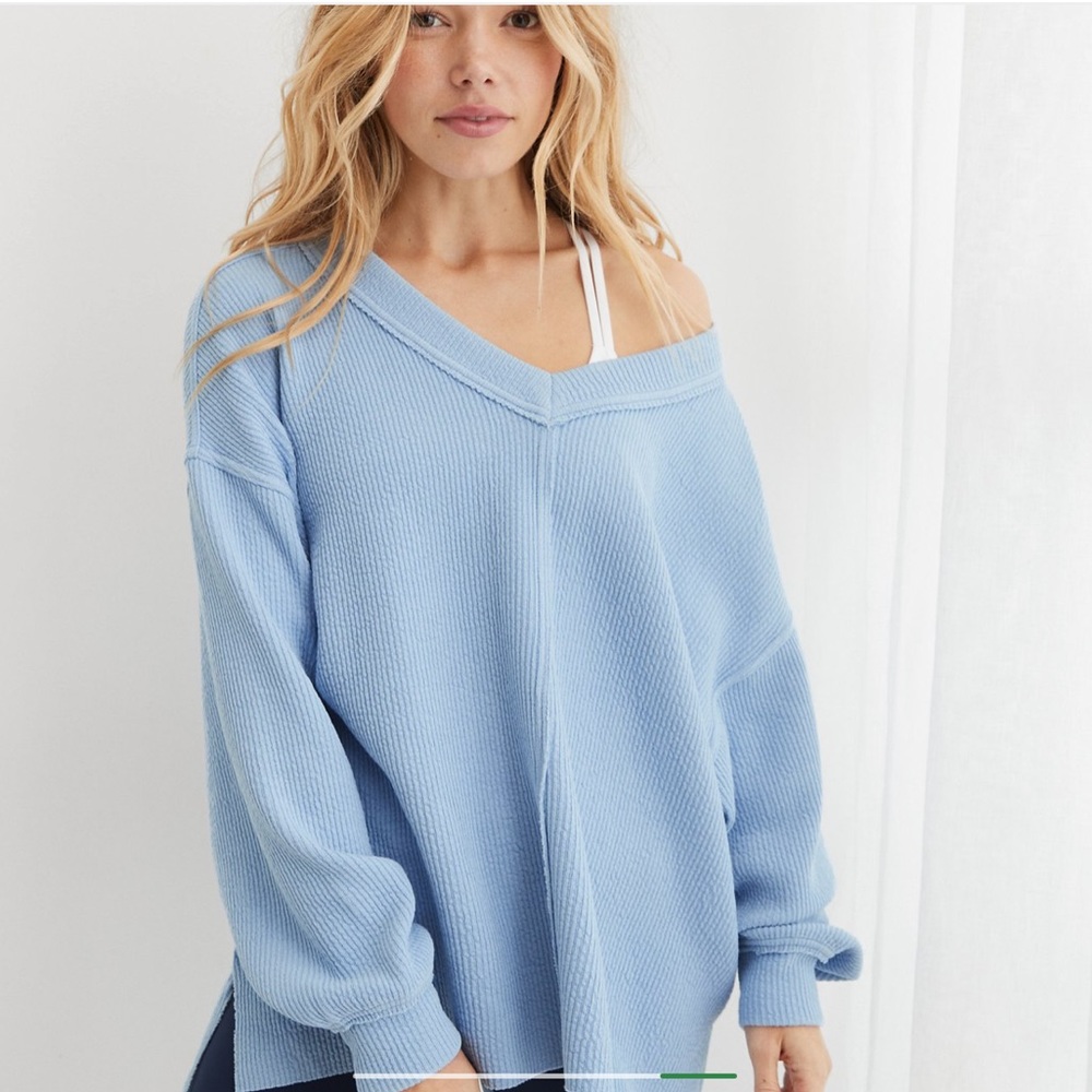 Aerie wonder textured V-neck sweatshirt